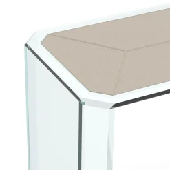 Consolle Jean Michel in vetro trasparente e pelle beige*Esadesign Online