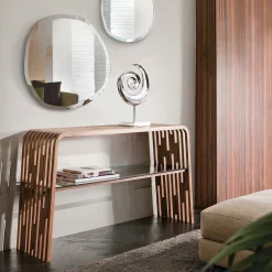 Consolle Millerighe in frassino con ripiano in vetro*Pacini & Cappellini