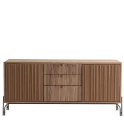 Credenza a 2 porte in pelle e noce cognac*Morica Design Best
