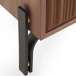 Credenza a 2 porte in pelle e noce cognac*Morica Design Best