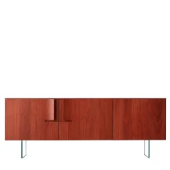 Credenza Book in noce rosso con ripiani in vetro*Modesign Sale