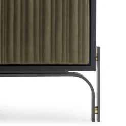 Credenza Canette a 2 ante in pelle nabuk verde salvia e rovere*Morica Design Online