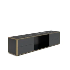 Credenza Desirè con piano in marmo e cassetti in pelle*Living Couture Online