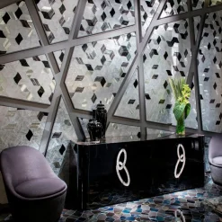 Credenza Fluxus con piano in marmo nero Aziz*Sicis