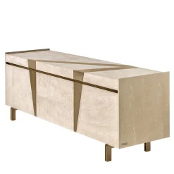 Credenza in legno beige flash con inserti in bronzo*Franco Bianchini New