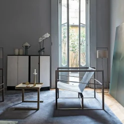 Credenza Ms. Chang in Rovere Scuro e Pelle-Pergamena*Revolution Archstudio Discount