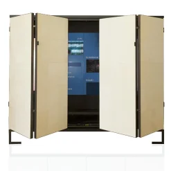 Credenza Ms. Chang in Rovere Scuro e Pelle-Pergamena*Revolution Archstudio Discount