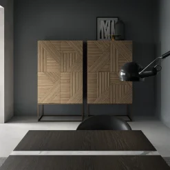 Credenza Stripes in legno naturale con base in ottone*Emmemobili Online