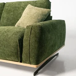 Divano Boboli in Tessuto Verde con Base in Legno*Mantellassi 1926 New