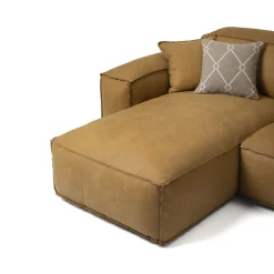 Divano componibile Placido con chaise longue pelle giallo ocra*Mantellassi 1926 Clearance