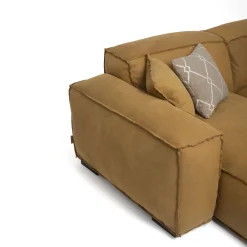 Divano componibile Placido con chaise longue pelle giallo ocra*Mantellassi 1926 Clearance