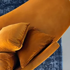 Divano Harlem Curvo in tessuto arancione con cuscini*Villevenete Discount