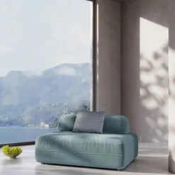 Divano modulare Tangram in velluto cashmere azzurro*Inedito / Asnaghi New