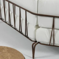 Divano per esterni Marina in tessuto bianco e acciaio marrone*Officina Ciani Clearance