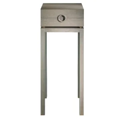 Elementare comodino alto in legno di rovere beige*Garbarino Collections New