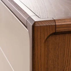 1201/F Comò a 3 cassetti rivestito in pelle beige di Libero Rutilo*Morelato New