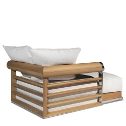 Galloway Chaise Longue da Esterno in Tessuto Bianco Impermeabile e Legno Iroko*Visionnaire Best