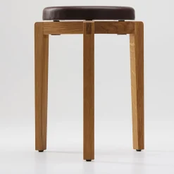 Gio Sgabello Rotondo in Pelle Cioccolato*Tonucci Collection Clearance