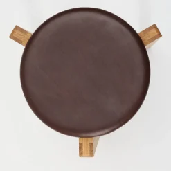 Gio Sgabello Rotondo in Pelle Cioccolato*Tonucci Collection Clearance