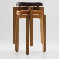 Gio Sgabello Rotondo in Pelle Cioccolato*Tonucci Collection Clearance