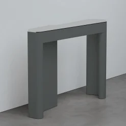 Kara Glossy Blue Cenere Wood And Extra Clear Mirror Top Console*Secolo Sale