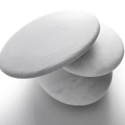 Keir Small Oval in Bianco del Re con seduta in legno Larice Bianco*Kreoo Clearance