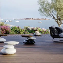 Keir Small Oval in Bianco del Re con seduta in legno Larice Bianco*Kreoo Clearance