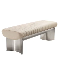 Kloster Panchina in Pelle Beige e Acciaio Lucido*Visionnaire Hot