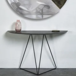 Lama Console Semiellisse Media Con Top In Resina Spatolata Color Dark Brown*Disain 1971 Best