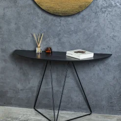 Lama Console Semiellisse Media Con Top In Resina Spatolata Color Dark Brown*Disain 1971 Best