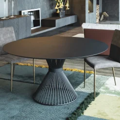 Lama Tavolo Tondo Decorato Con Resina Spatolata Color Dark Brown*Disain 1971 Discount