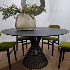 Lama Tavolo Tondo Decorato Con Resina Spatolata Color Dark Brown*Disain 1971 Discount