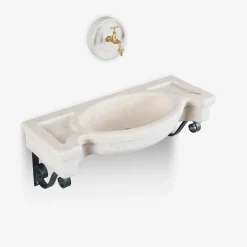 Lavabo semicircolare Sethra in travertino*Veltha Outdoor Stone Design Online