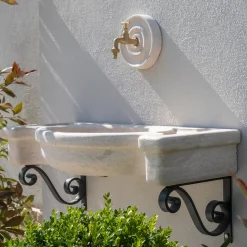 Lavabo semicircolare Sethra in travertino*Veltha Outdoor Stone Design Online