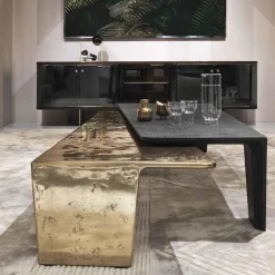 Lego Tavolino Nesting in Alluminio Dorato e Marmo Nero*Visionnaire Sale