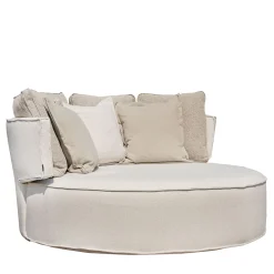 Lettino da esterno Patos rotondo in tessuto beige con cuscini*Villevenete Best