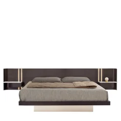 Letto Book in Noce con Dettagli in Ceramica Calacatta e Vetro*Modesign New