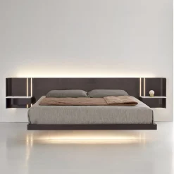 Letto Book in Noce con Dettagli in Ceramica Calacatta e Vetro*Modesign New