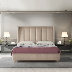 Letto Edo in velluto beige trapuntato*Bedding Atelier Sale