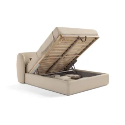 Letto Elisa 905 imbottito beige con contenitore*Franco Ferri