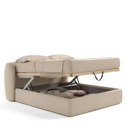 Letto Elisa 905 imbottito beige con contenitore*Franco Ferri