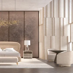 Letto Flare 02 rivestito in velluto beige*Morello Gianpaolo Clearance