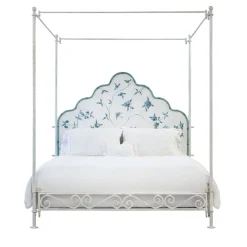 Letto in metallo bianco Canova con decorazione dipinta a mano*Porte Italia New