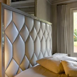 Letto Matrimoniale Elegance in Pelle Bianca e Sicomoro*Franco Bianchini Online