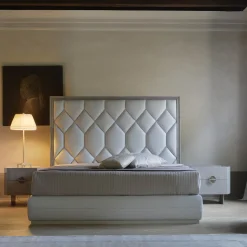 Letto Matrimoniale Elegance in Pelle Bianca e Sicomoro*Franco Bianchini Online