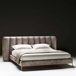 Letto matrimoniale Ibisco One Channeled in tessuto grigio*Black Tie Online