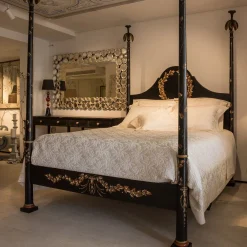 Letto matrimoniale Roma nero con corona di alloro*Porte Italia Best