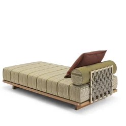 Letto prendisole da esterno Emir 189 a righe color oliva*Jwana Hamdan