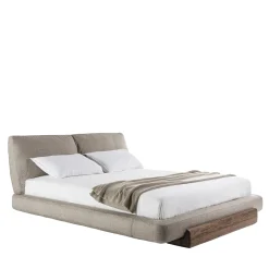 Letto Sospiro in noce massello e tessuto bouclé tortora*Riva 1920 Best