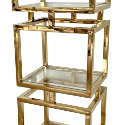 Libreria a 4 elementi in ottone e vetro a forma di colonna*Luca Polato New